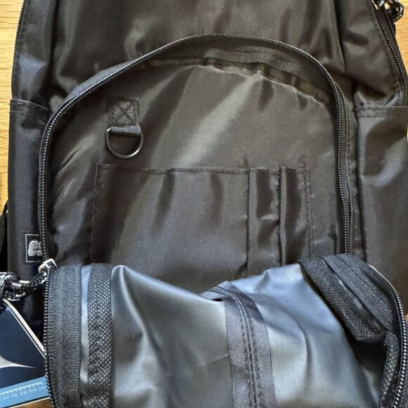 NWT Eastsport Black Vinyl Mini-Backpack, Versatile Bag - Picture 4 of 9